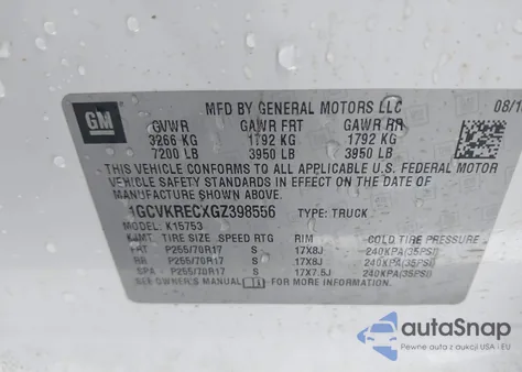 2016 Chevrolet Silverado 1500 1Lt from USA, damaged, VIN 1GCVKRECXGZ398556